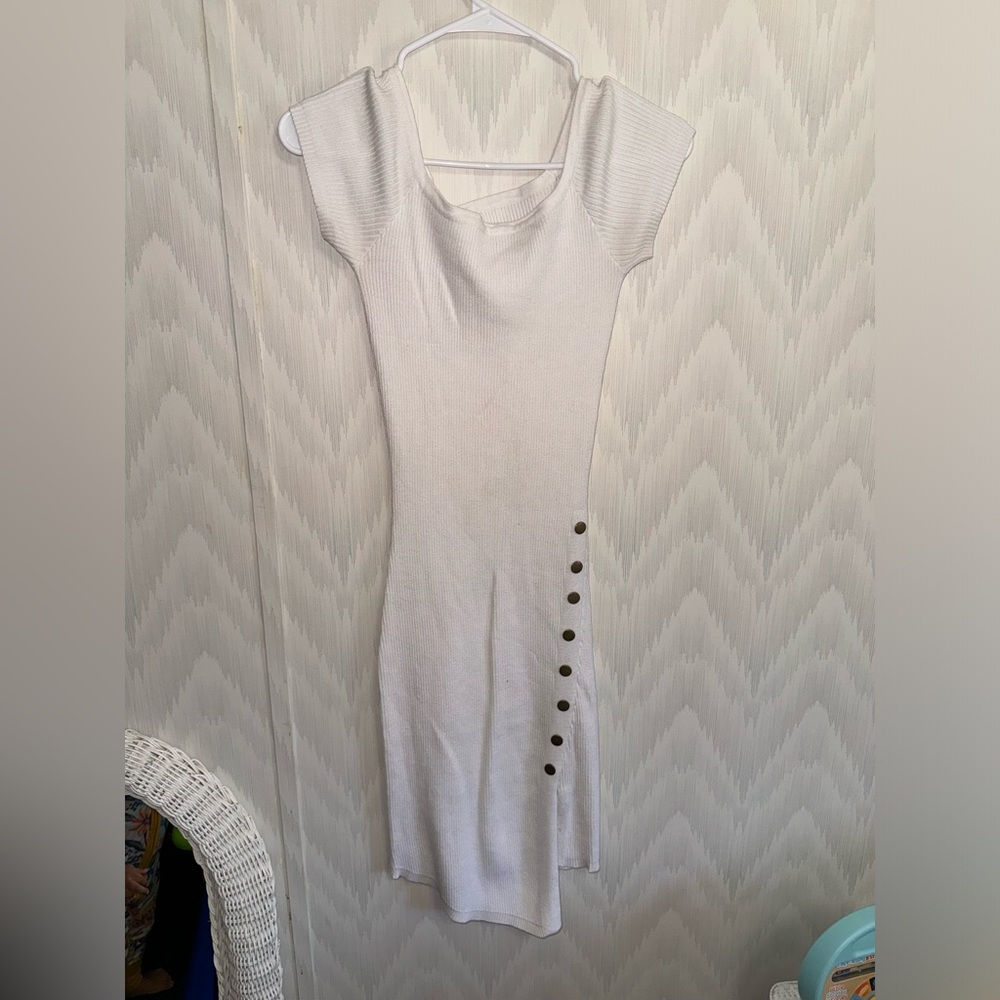 Elegant White Button-Detail Dress